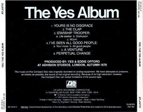 Yes : The Yes Album (CD, Album, RE)