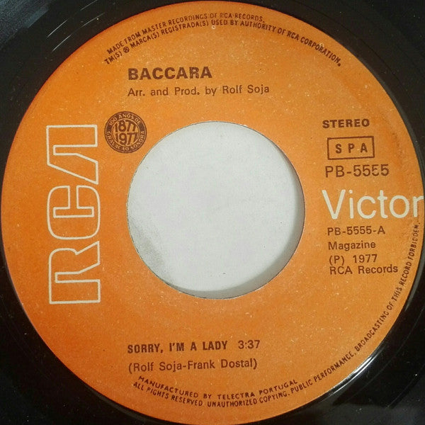 Baccara : Sorry, I'm A Lady (7", Single)