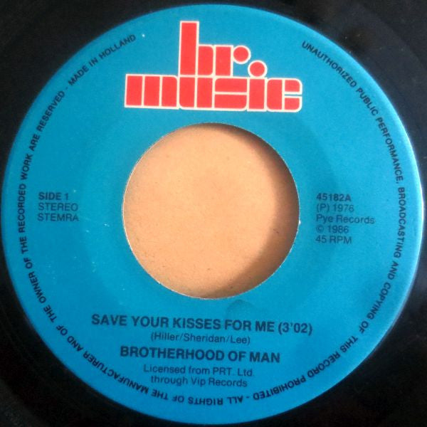 Brotherhood Of Man : Save Your Kisses For Me (7", Single)