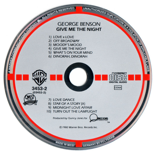George Benson : Give Me The Night (CD, Album, RE, Tar)