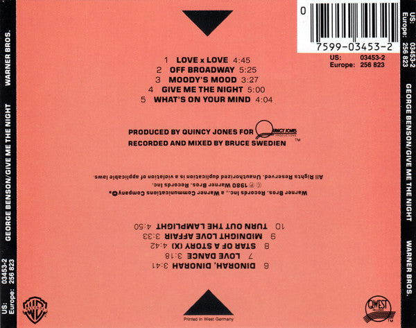 George Benson : Give Me The Night (CD, Album, RE, Tar)