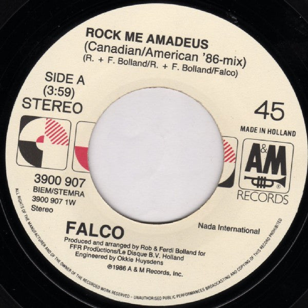 Falco : Rock Me Amadeus (Canadian/American '86 Mix) (7", Single)