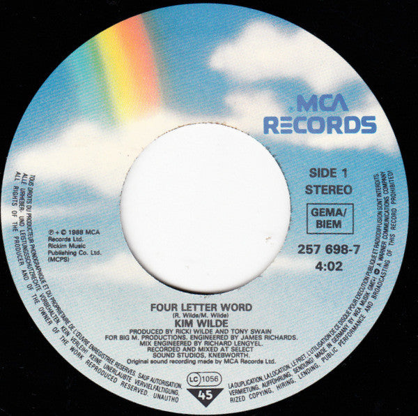 Kim Wilde : Four Letter Word (7", Single)
