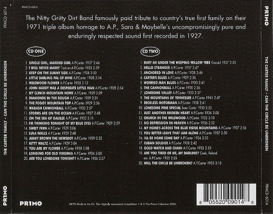 The Carter Family : Can The Circle Be Unbroken (2xCD, Comp, RM)