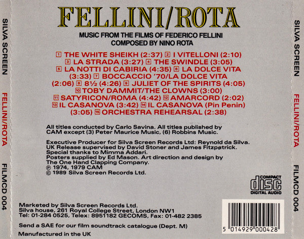 Nino Rota : Fellini / Rota (CD, Comp)