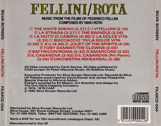 Nino Rota : Fellini / Rota (CD, Comp)