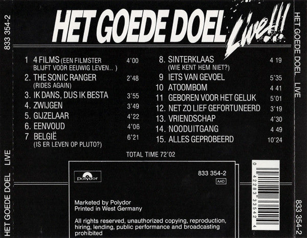 Het Goede Doel : Live!!! (CD, Album)