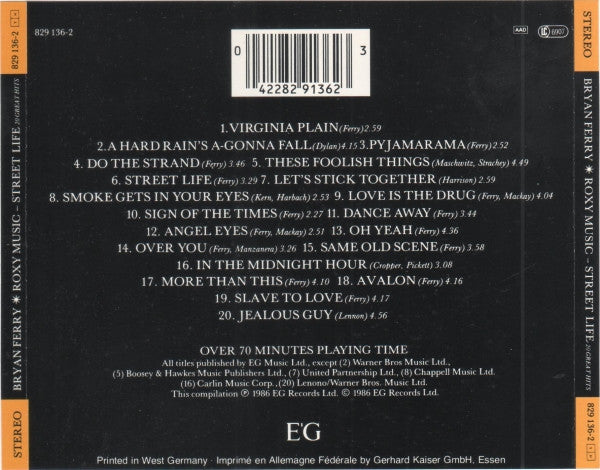 Bryan Ferry  / Roxy Music : Street Life - 20 Great Hits (CD, Comp, RM)