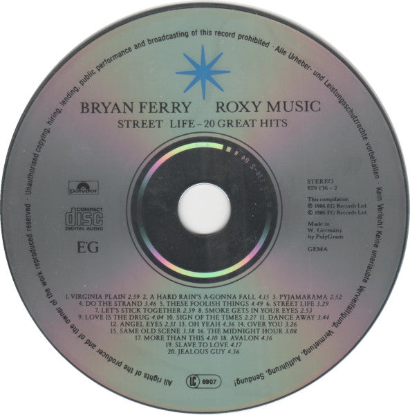 Bryan Ferry  / Roxy Music : Street Life - 20 Great Hits (CD, Comp, RM)