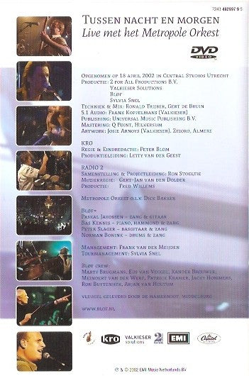 Bløf : Tussen Nacht En Morgen (Live Met Het Metropole Orkest) (DVD-V, Copy Prot., Multichannel, PAL + CD, Album, )
