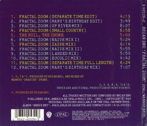 Brian Eno : Fractal Zoom (CD, Maxi, Dig)