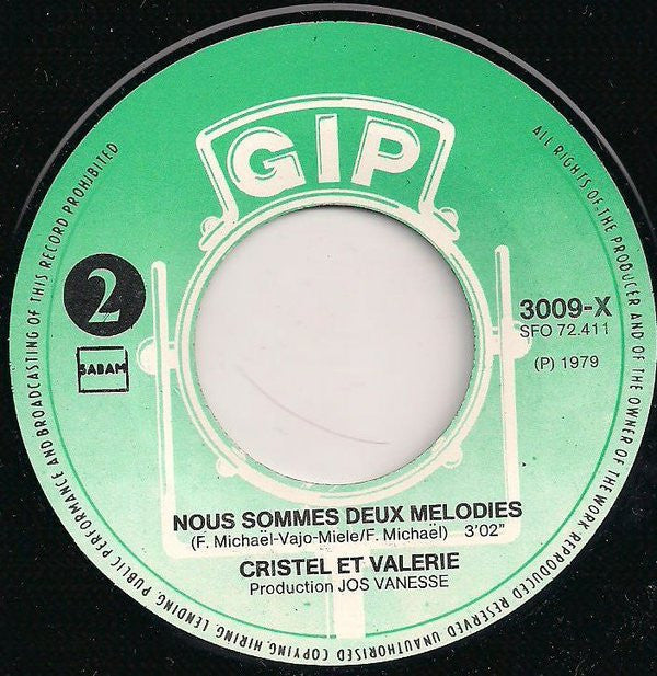 Cristel & Valerie : Just Like Two Melodies (7", Single)