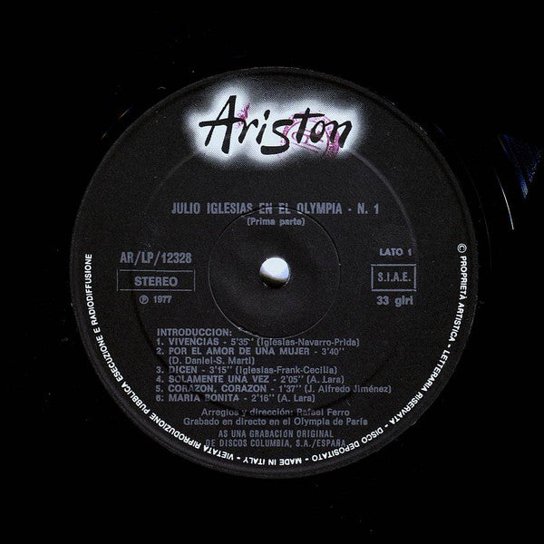 Julio Iglesias : Olympia 1° Parte (LP, Album)
