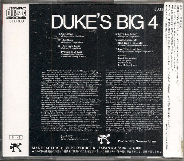 Duke Ellington : Duke's Big 4 (CD, Album, RE)