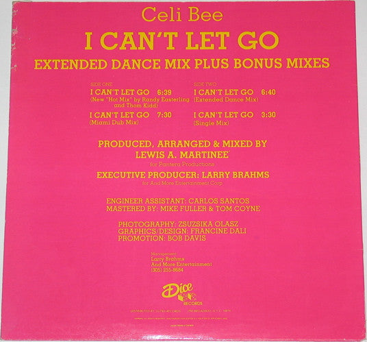 Celi Bee : I Can't Let Go (12")