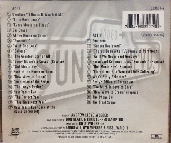 Andrew Lloyd Webber - Sunset Boulevard 1994 Los Angeles Cast : Sunset Boulevard (American Premiere Recording) (2xCD, Album)