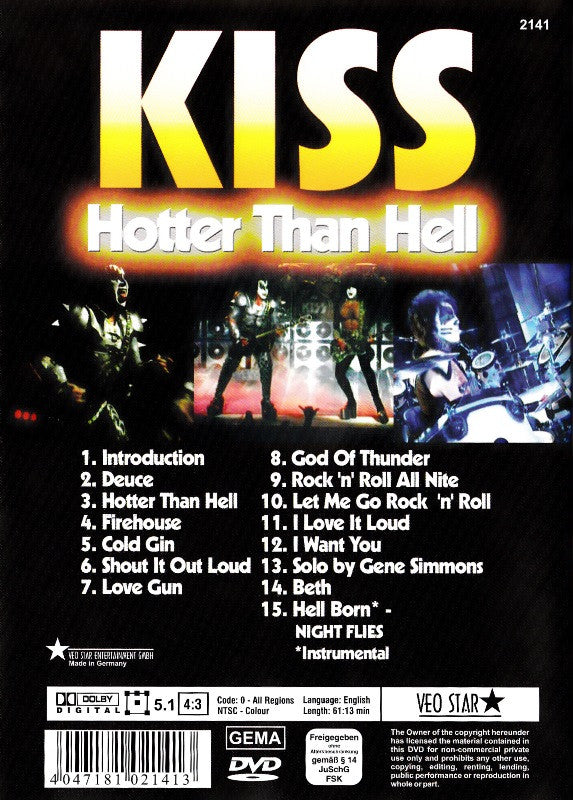 Kiss : Hotter Than Hell (DVD, Unofficial, PAL)