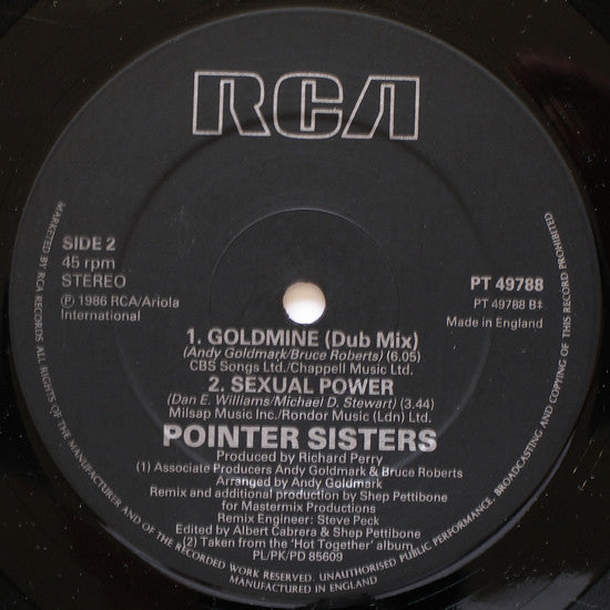 Pointer Sisters : Goldmine (12", Single)