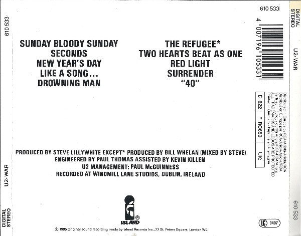 U2 : War (CD, Album, RE)