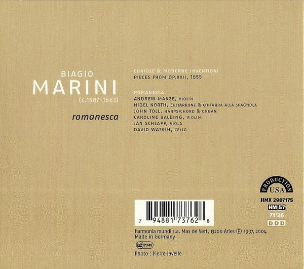Biagio Marini - Romanesca, Andrew Manze : Curiose E Moderne Inventioni (CD, RE)