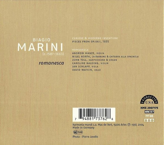 Biagio Marini - Romanesca, Andrew Manze : Curiose E Moderne Inventioni (CD, RE)