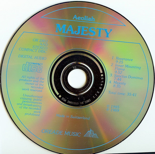 Aeoliah : Majesty (CD, Album)