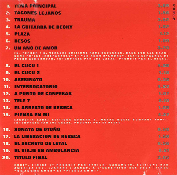 Ryuichi Sakamoto : Bande Originale Du Film Talons Aiguilles (CD, Album)