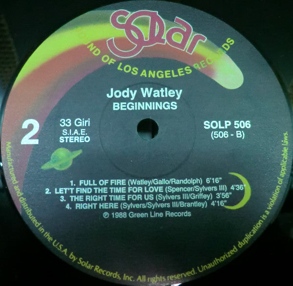 Jody Watley : Beginnings (LP, Comp)
