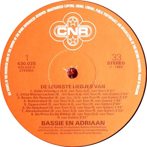 Bassie & Adriaan : De Leukste Liedjes Van Bassie En Adriaan (LP, Album)