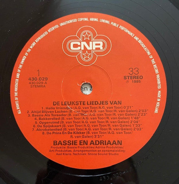 Bassie & Adriaan : De Leukste Liedjes Van Bassie En Adriaan (LP, Album)