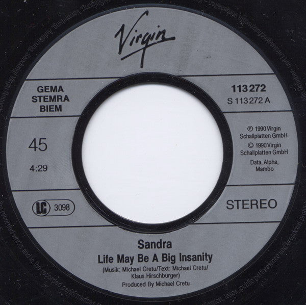 Sandra : (Life May Be) A Big Insanity (7", Single)