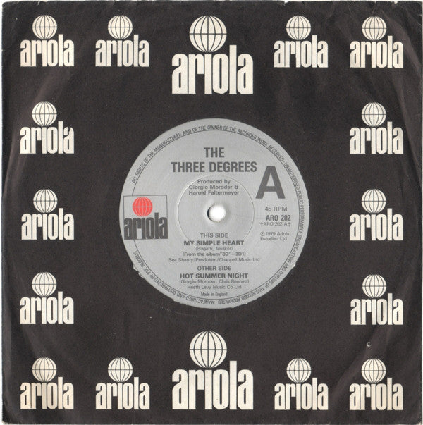 The Three Degrees : My Simple Heart (7", Single, Pic)