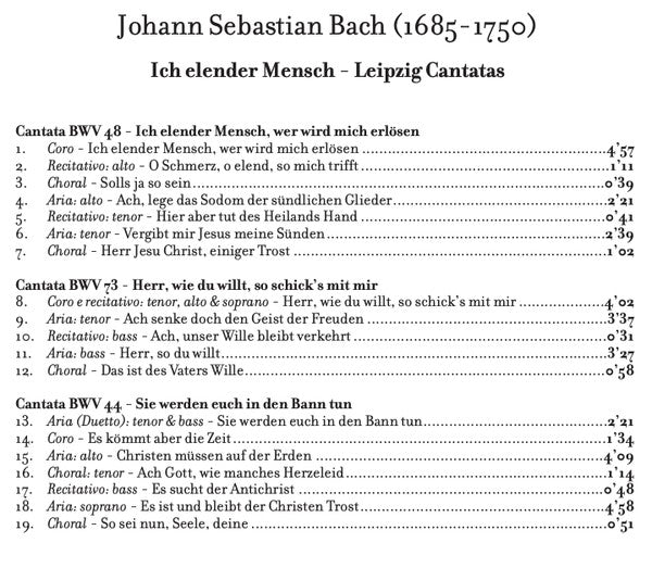 Johann Sebastian Bach, Collegium Vocale, Philippe Herreweghe : Ich Elender Mensch - Leipzig Cantatas (CD, Album)