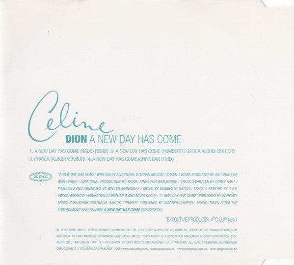 Céline Dion : A New Day Has Come (CD, Single)