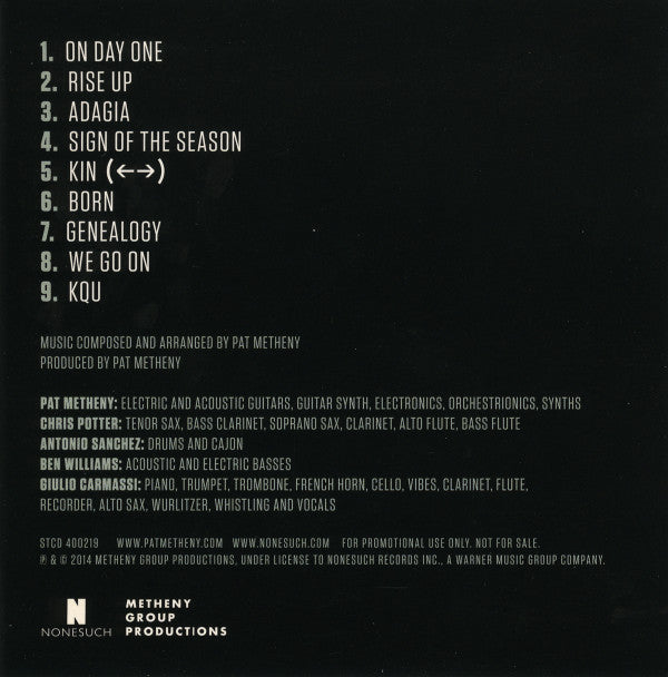 Pat Metheny Unity Group : Kin (←→) (CD, Album, Promo, Car)