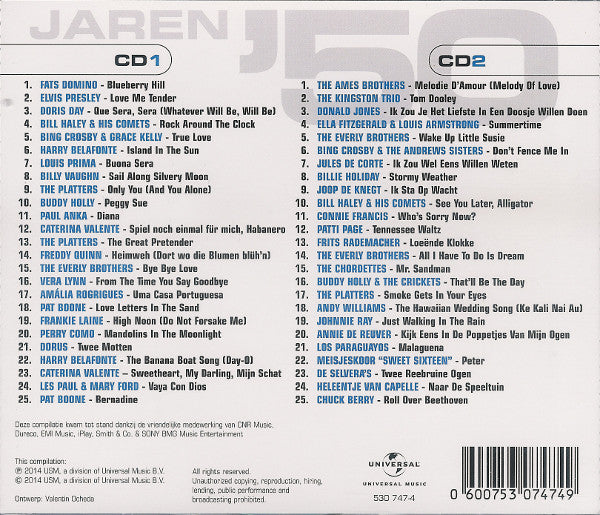 Various : Het Beste Van De Jaren '50 (2xCD, Comp, RE)