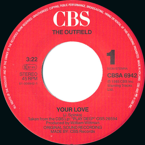 The Outfield : Your Love (7", Single)