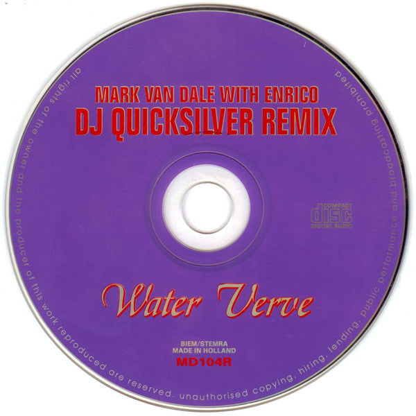 Mark Van Dale With Enrico : Water Verve (DJ Quicksilver Remix) (CD, Maxi)
