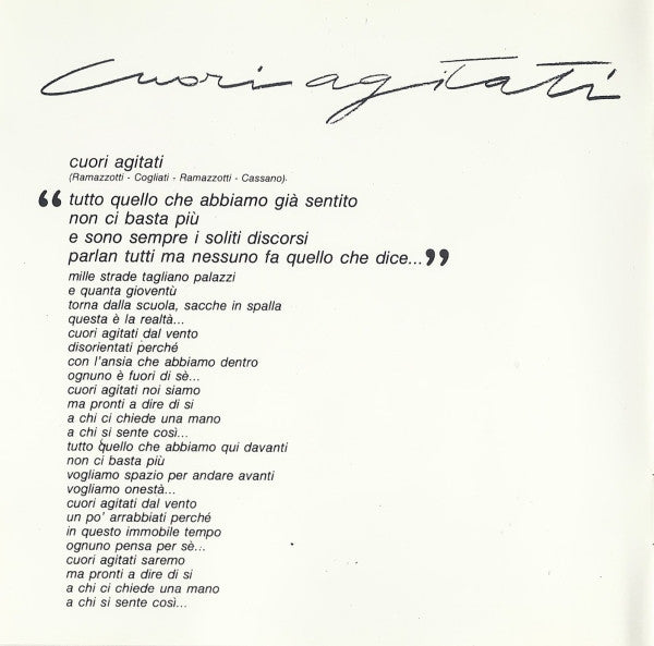 Eros Ramazzotti : Cuori Agitati (CD, Album)