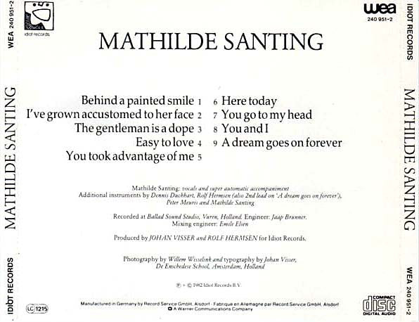 Mathilde Santing : Mathilde Santing (CD, Album, RE)