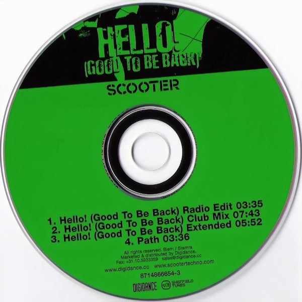 Scooter : Hello! (Good To Be Back) (CD, Single, Car)