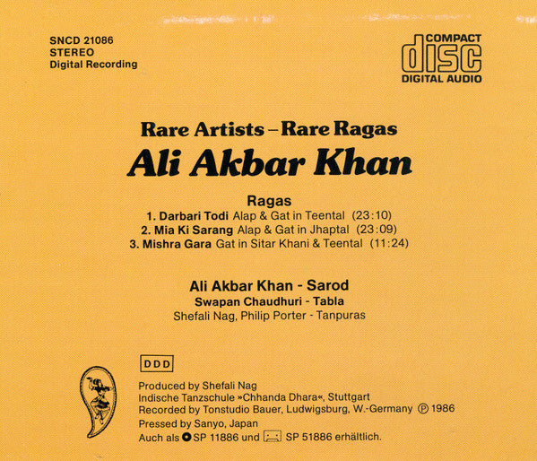 Ali Akbar Khan, Swapan Chaudhuri : Rare Artists - Rare Ragas (CD, Album)