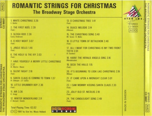 The Broadway Stage Orchestra : Romantic Strings For Christmas (CD)