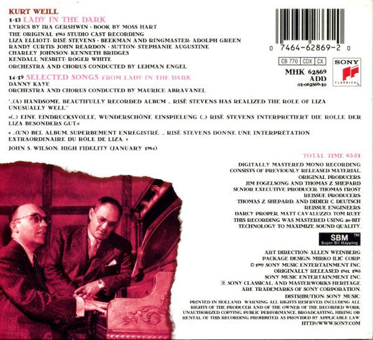 Kurt Weill - Risë Stevens, Adolph Green, John Reardon (2), Lehman Engel / Danny Kaye (2) : Lady In The Dark (CD, Comp, RM)