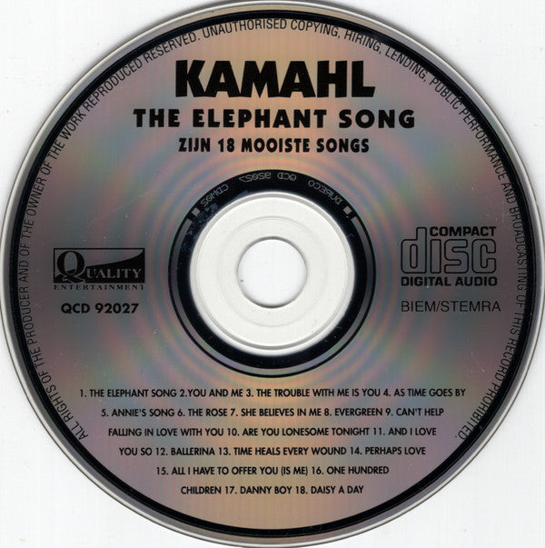 Kamahl : The Elephant Song - Zijn 18 Mooiste Songs (CD, Comp)