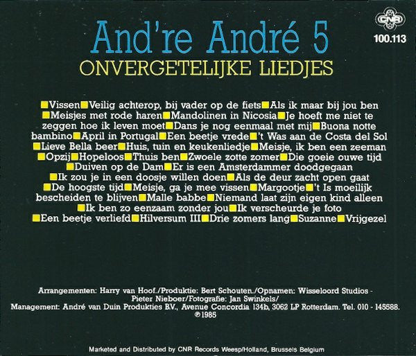 André van Duin : And're André 5 - Onvergetelijke Liedjes (CD, Album, RE)