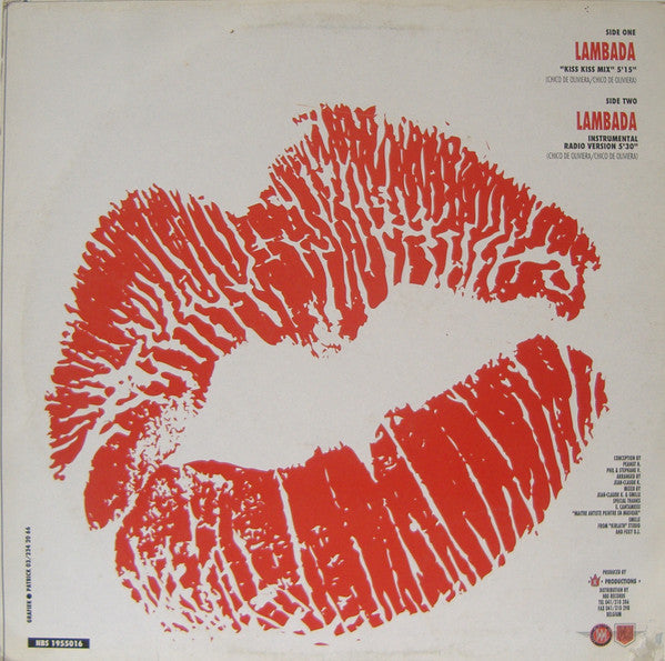 Lips-Kiss : Lambada (The "Original" French Kiss Dance Mix) (12", Ltd, Whi)