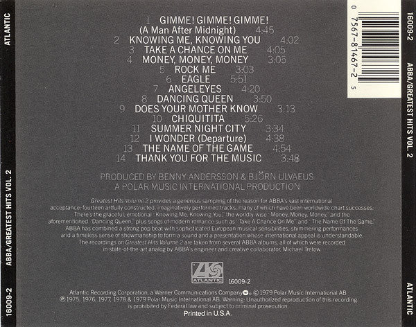 ABBA : Greatest Hits Vol. 2 (CD, Comp)