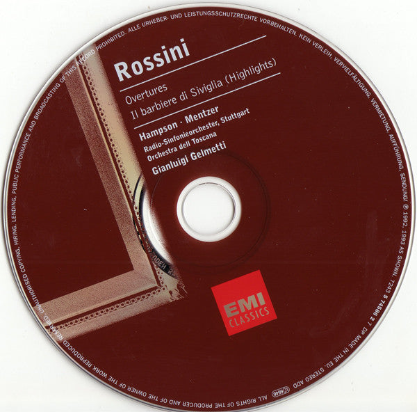Gioacchino Rossini, Thomas Hampson, Susanne Mentzer, Radio-Sinfonieorchester Stuttgart, The Orchestra Della Toscana, Gianluigi Gelmetti : Overtures - Il Barbiere Di Siviglia (Highlights) (CD, Comp)
