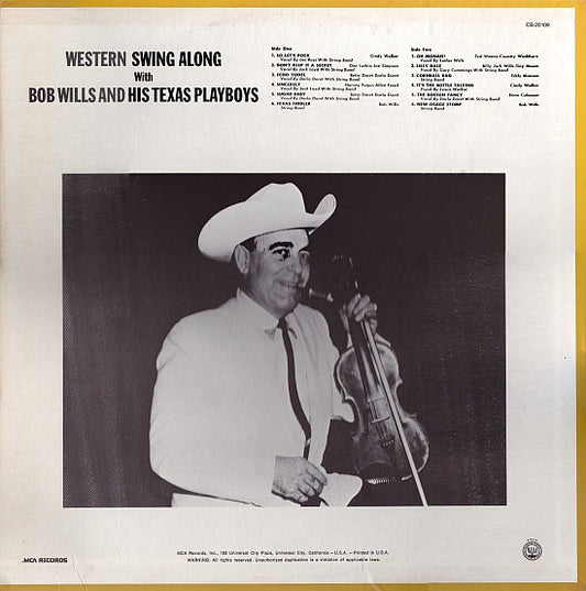 Bob Wills & His Texas Playboys : Western Swing Along (LP, Album)
